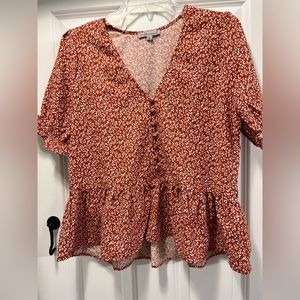 EUC worn once, burnt orange peplum top.
